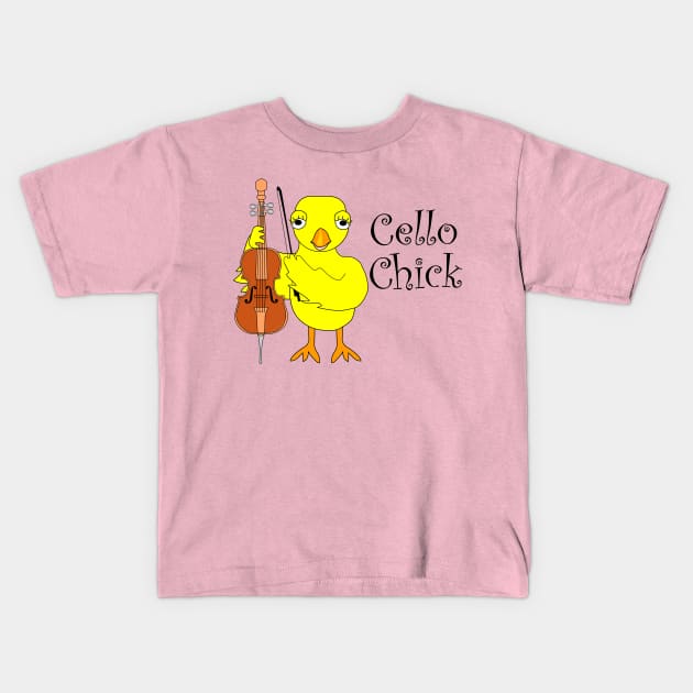 Cello Chick Text Kids T-Shirt by Barthol Graphics